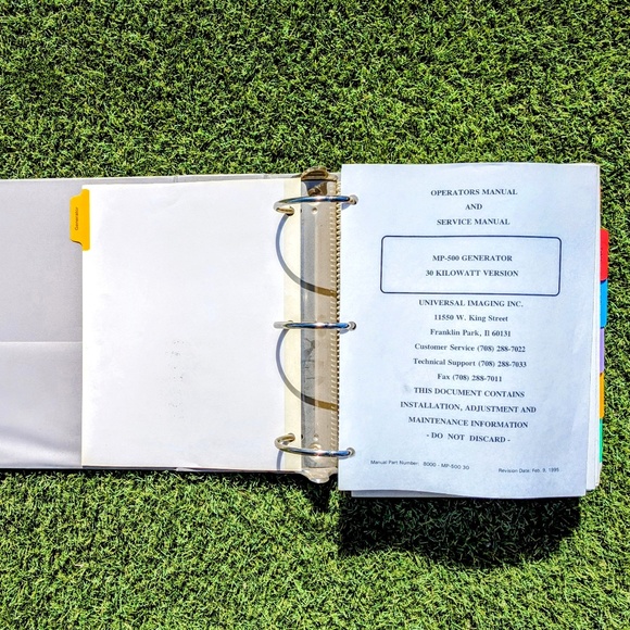 Universal Imaging MP-500 Generator 300 Kilowatt X-Ray Operators & Service Manual - Picture 2 of 4